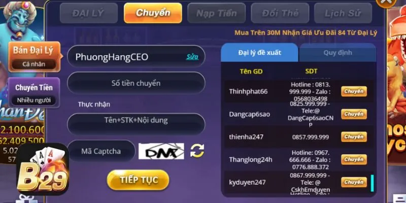 Tổng quan các hình thức rút tiền trên cổng game b29